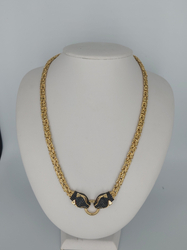 Złoty naszyjnik dwa czarne koty cyrkonie KOT1 pr.585