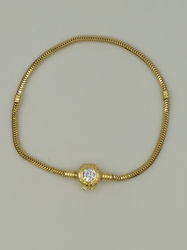 Złota bransoletka modułowa baza okrąg z cyrkonią pr. 585 ZBP01