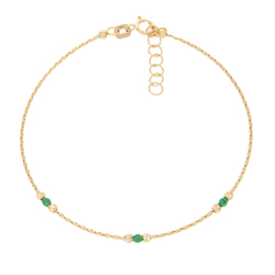 Złota bransoletka damska z kolorowymi kuleczkami złoto pr.585 ZBK002