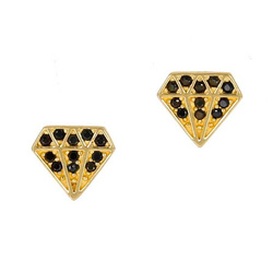 Złote kolczyki pr. 585 Diamenty czarne cyrkonie sztyft ZA041