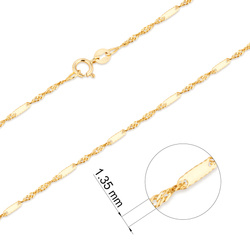 Złoty Łańcuszek pr. 585 Singapur z blaszką szer. 1,35 mm ZL002