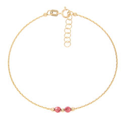 Złota bransoletka damska z kolorowymi kuleczkami złoto pr.585 ZBK008