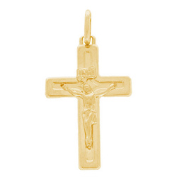 Złoty krzyżyk pr. 585 Krzyżyk płaski z wizerunkiem Jezusa ZK035