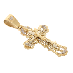 Złoty krzyżyk ozdobny krzyż z wizerunkiem Jezusa złoto pr. 585 ZK088