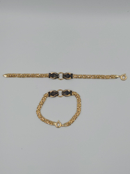 Złota bransoletka dwa czarne koty cyrkonie KOT2 pr.585