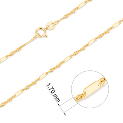 Złoty Łańcuszek pr. 585 Singapur z blaszką szer. 1,70 mm ZL015