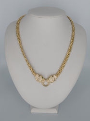 Złoty naszyjnik dwa białe koty cyrkonie KOT7 pr.585