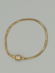 Złota bransoletka modułowa baza beczka z cyrkoniami pr. 585 ZBP02