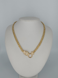 Złoty naszyjnik biały kot cyrkonie KOT6 pr.585