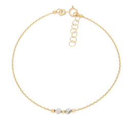 Złota bransoletka damska z kolorowymi kuleczkami złoto pr.585 ZBK005