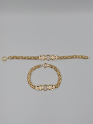 Złota bransoletka dwa białe koty cyrkonie KOT4 pr.585